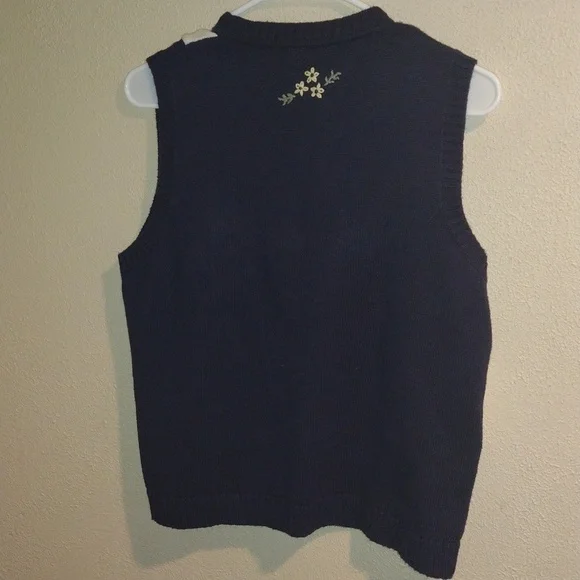 Vintage Northern Reflections Floral Embroidered Patchwork Cotton Blend Vest Knit - Picture 7 of 7